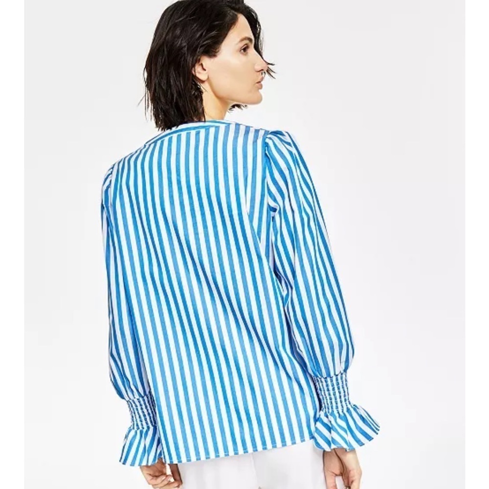 Bar III Women's Striped Smocked-Cuff Top in size XXL. NWT - Picture 2 of 5